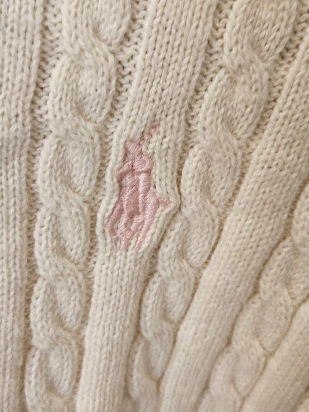 Ralph Lauren Baby Girl Ivory Cable Knit Cardigan - Pink Pony Sz 12M - Picture 3 of 12